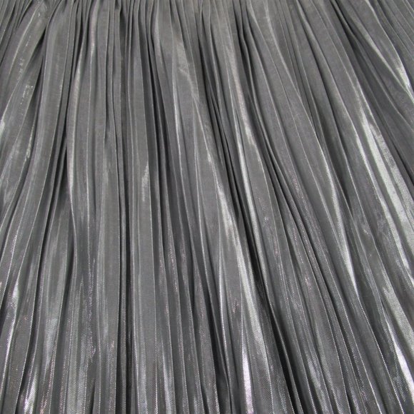 NWT Macys Metallic Silver Pleated Full Midi Skirt - Picture 8 of 13
